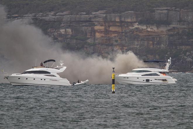 Boat fire Sydney harbour November 19, 2014 © Beth Morley - Sport Sailing Photography http://www.sportsailingphotography.com